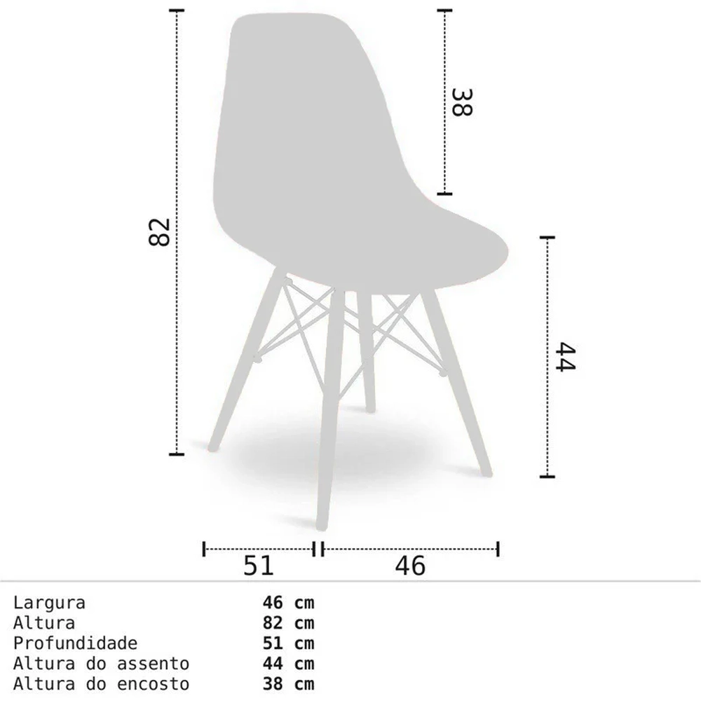 Kit 04 Cadeiras Eiffel Charles Eames F01 Preta Base de Madeira DSW - Mpozenato