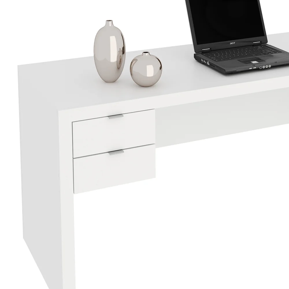 Mesa para Escritório com 02 Gavetas ME4122 Branco - Tecno Mobili