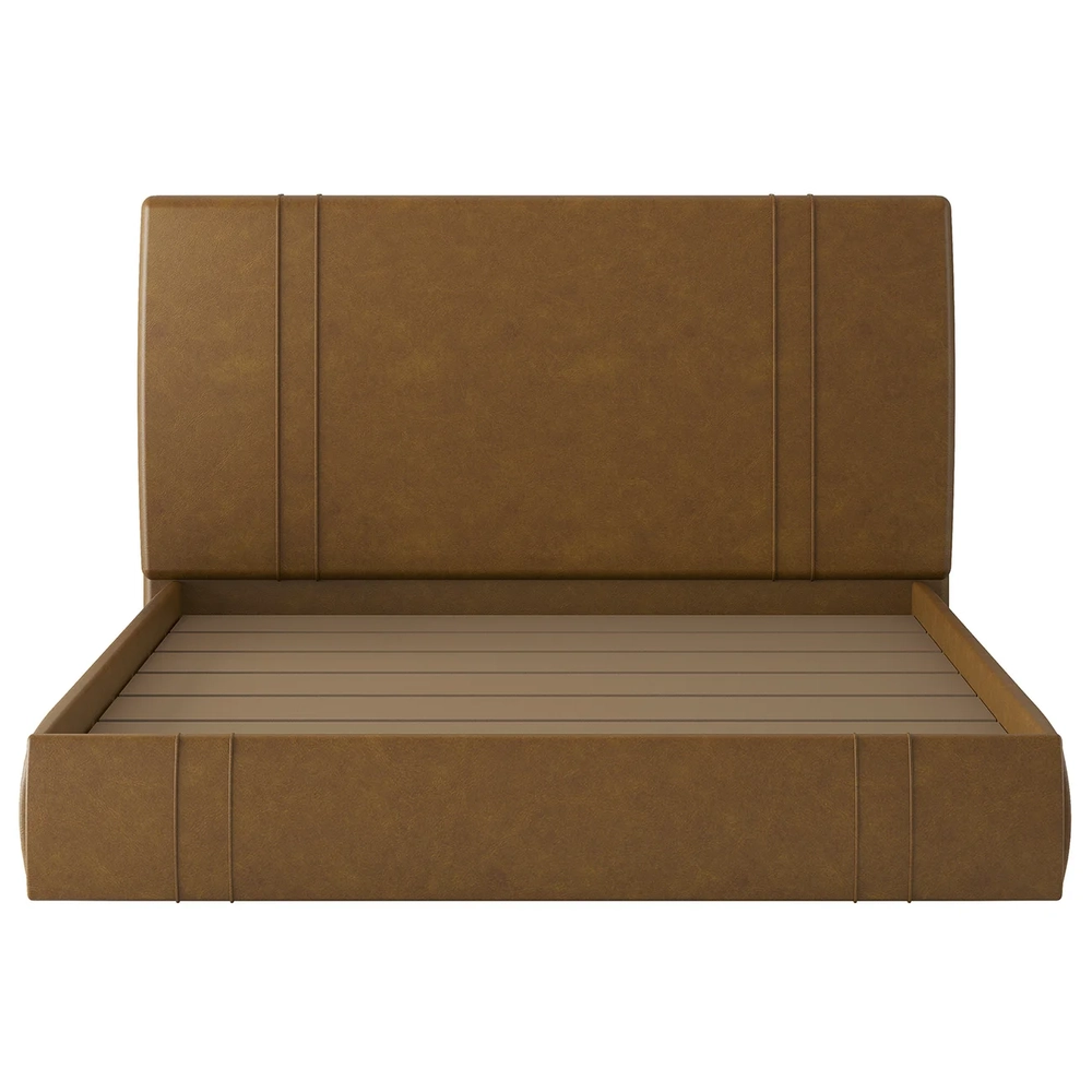 Cama Queen Flutuante Com Cabeceira 160cm Lyra Sintético Camel S05 - Mpozenato