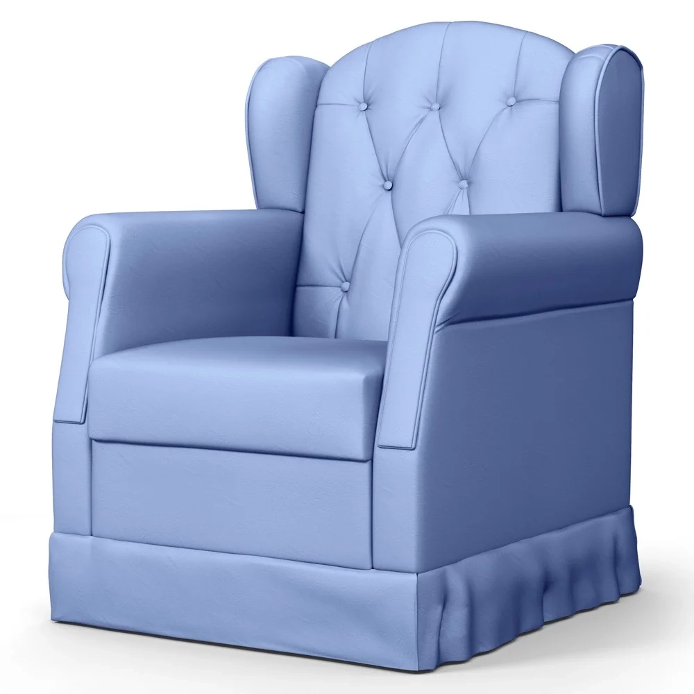 Poltrona de Amamentação Balanço e Puff Letícia Azul Bebê - Phoenix