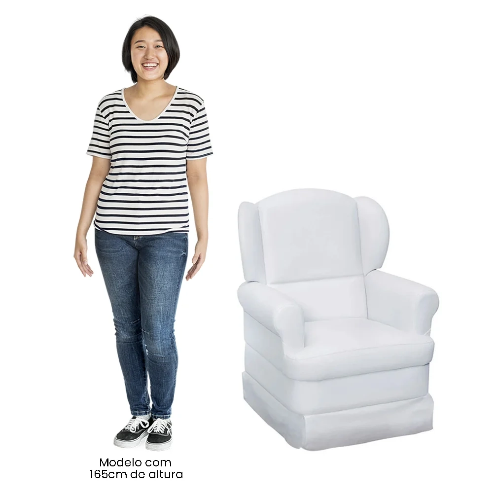 Poltrona de Amamentação Sabrina Sintético Branco - Phoenix Baby