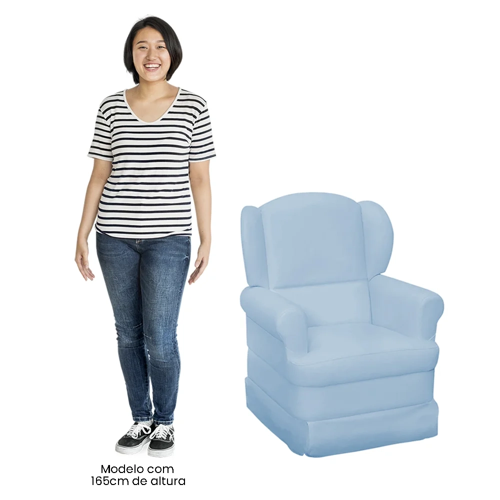 Poltrona de Amamentação Sabrina Sintético Azul Bebê - Phoenix Baby