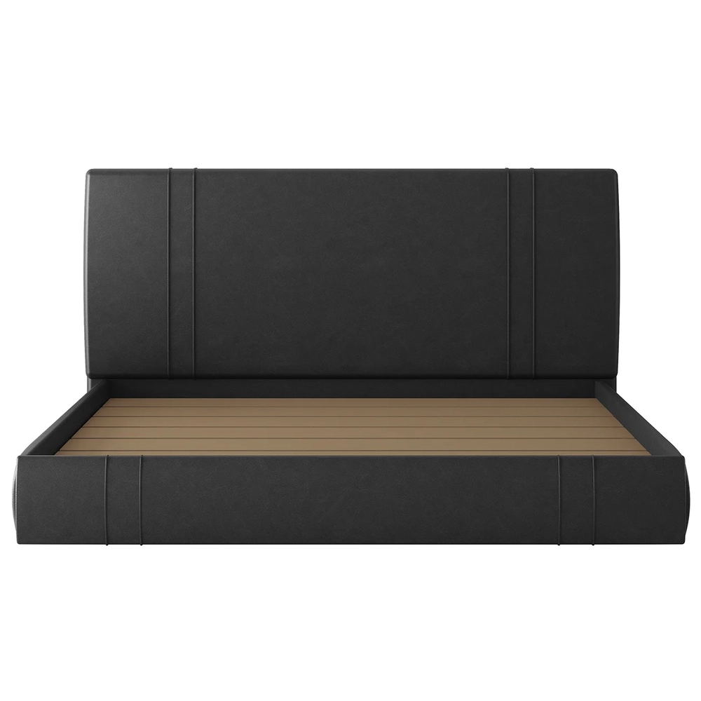 Cama King Flutuante Com Cabeceira 195cm Lyra Sintético Preto S05 - Mpozenato