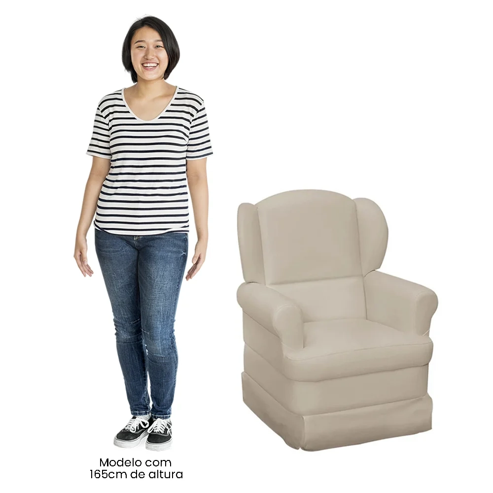 Poltrona de Amamentação Sabrina Sintético Bege - Phoenix Baby