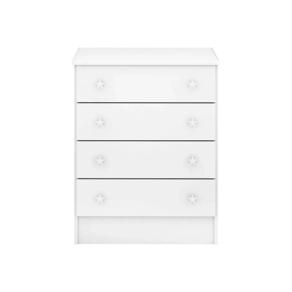 Berço Simples 130x60 e Cômoda 4 Gavetas Doce Sonho Branco - Qmovi