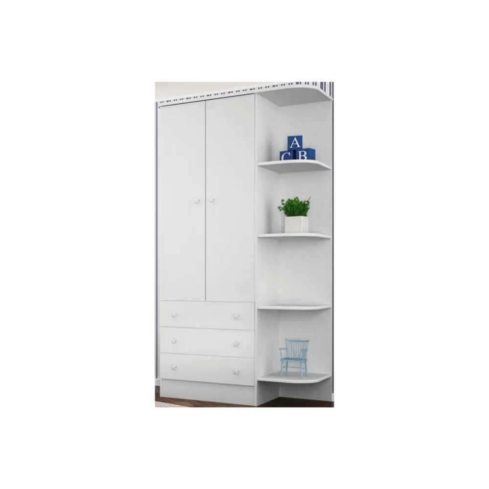 Berço Simples 130x60 e Guarda Roupa Doce Sonho Branco - Qmovi