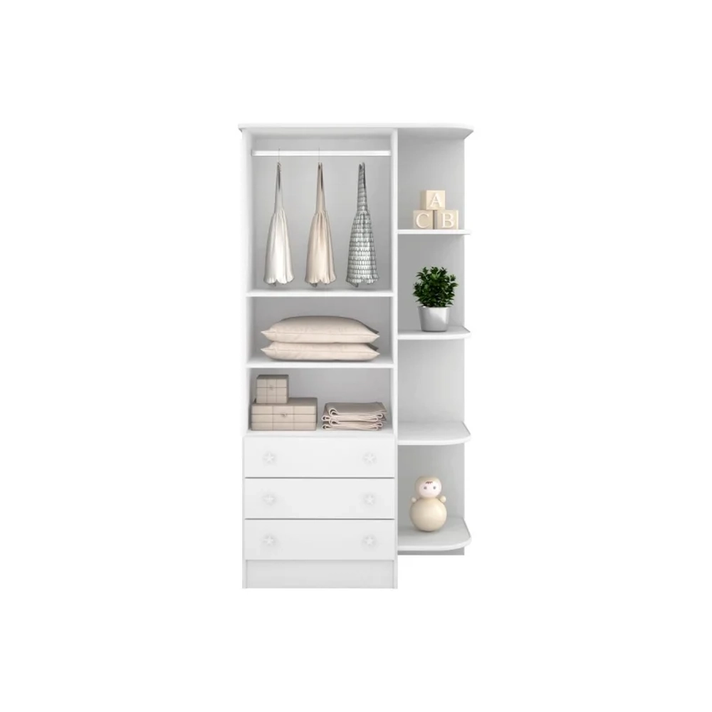 Berço Simples 130x60 e Guarda Roupa Doce Sonho Branco - Qmovi