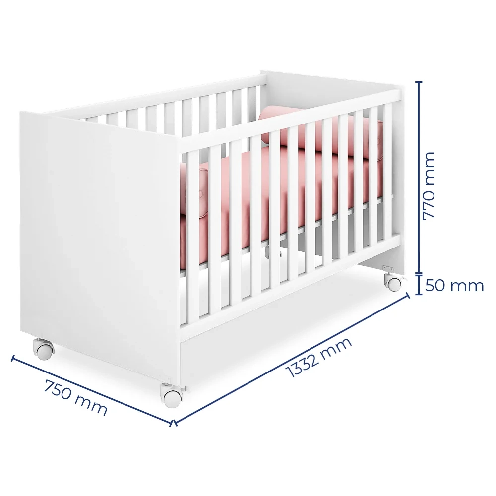 Berço Americano Mini Cama Com Rodízios Doce Sonho Branco - Qmovi