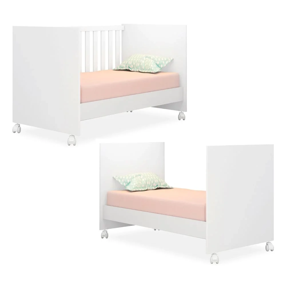 Berço Americano Mini Cama Com Rodízios Doce Sonho Branco - Qmovi