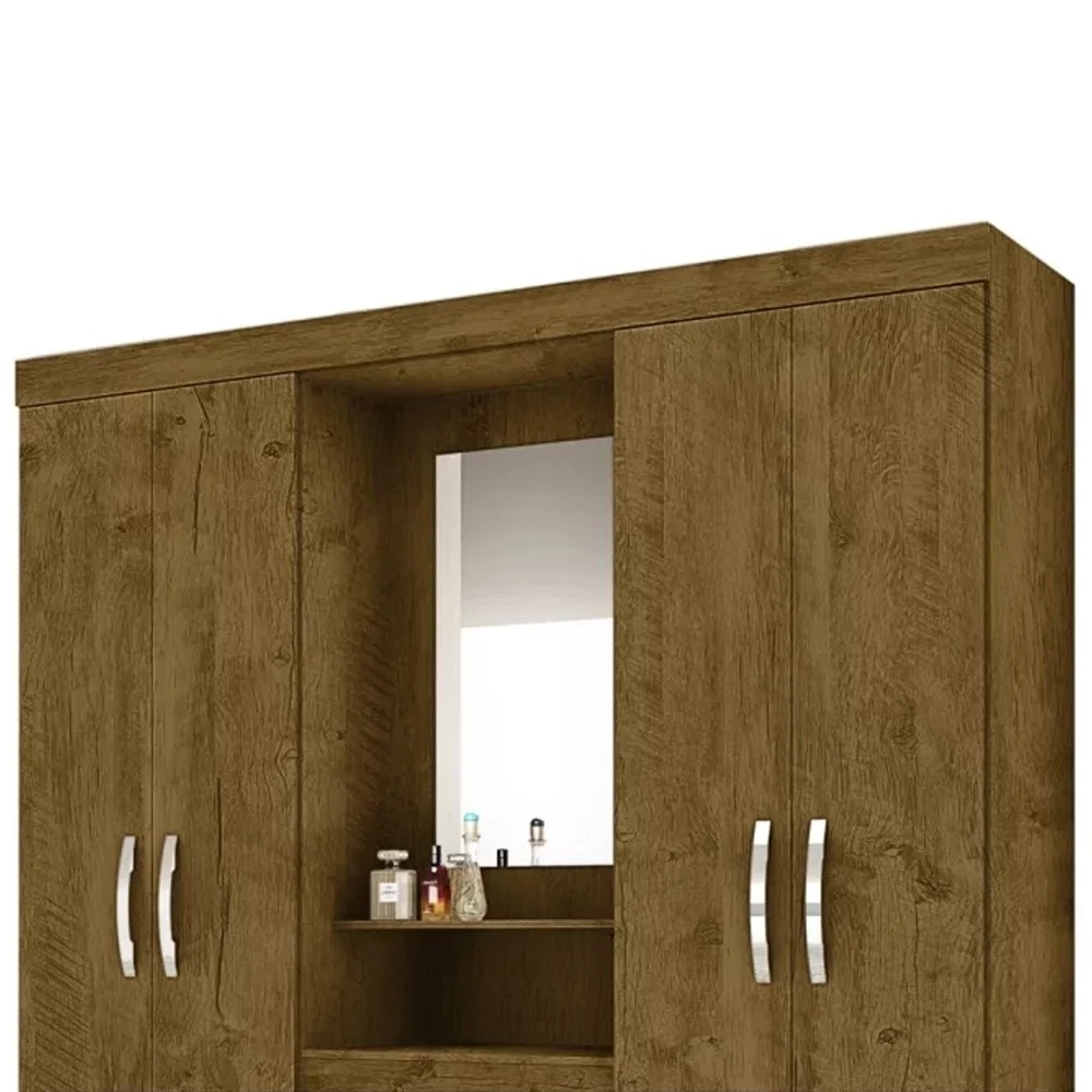 Guarda Roupa de Casal Capri 04 Portas e 03 Gavetas Castanho Wood - Moval