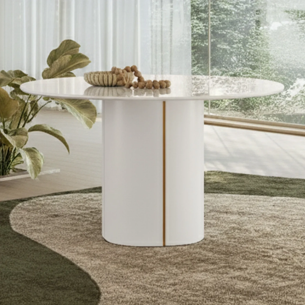 Mesa de Jantar Redonda 135cm 6 Lugares Flex Zuni Off N02 - Mpozenato - Mpozenato