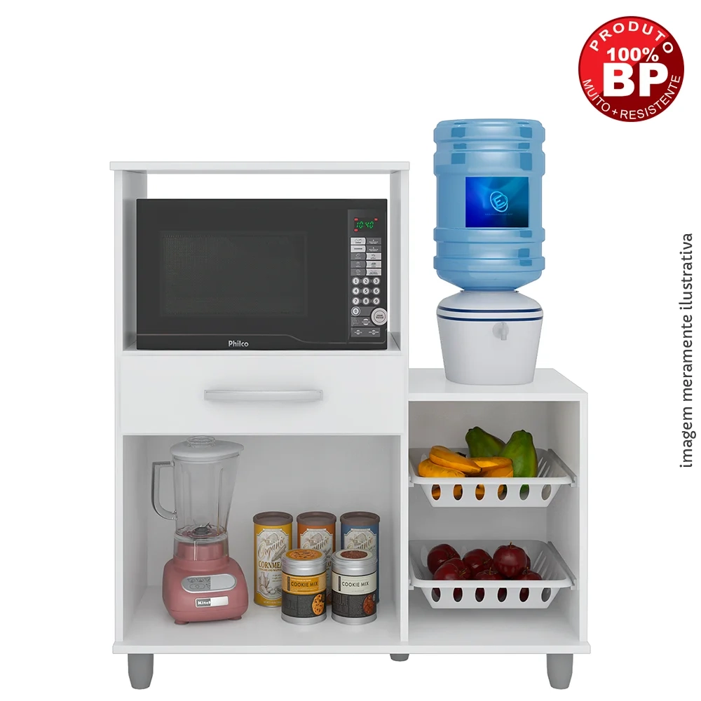 Armário Multiuso Irlanda com Fruteira Branco/Castanho - Lumil Móveis