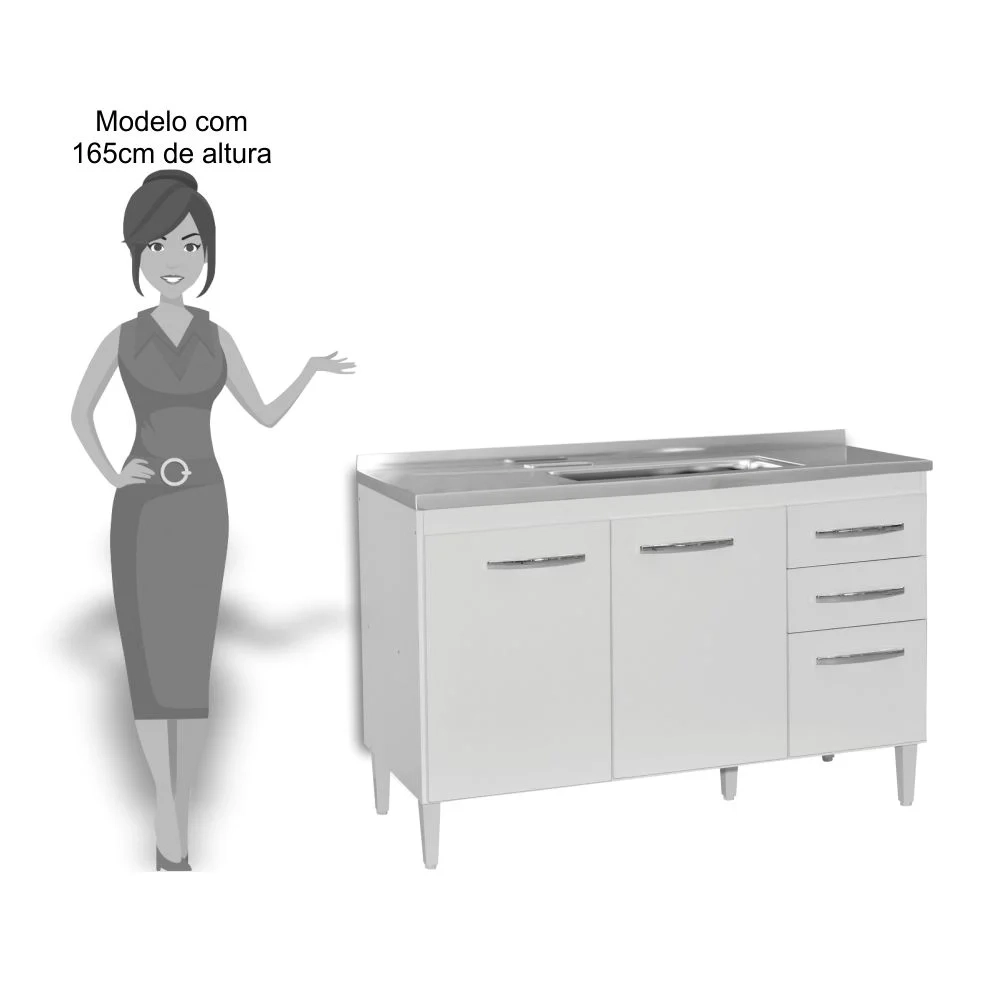 Armário Aéreo Honduras e Balcão Gabinete 120cm Suécia Branco - Lumil Móveis