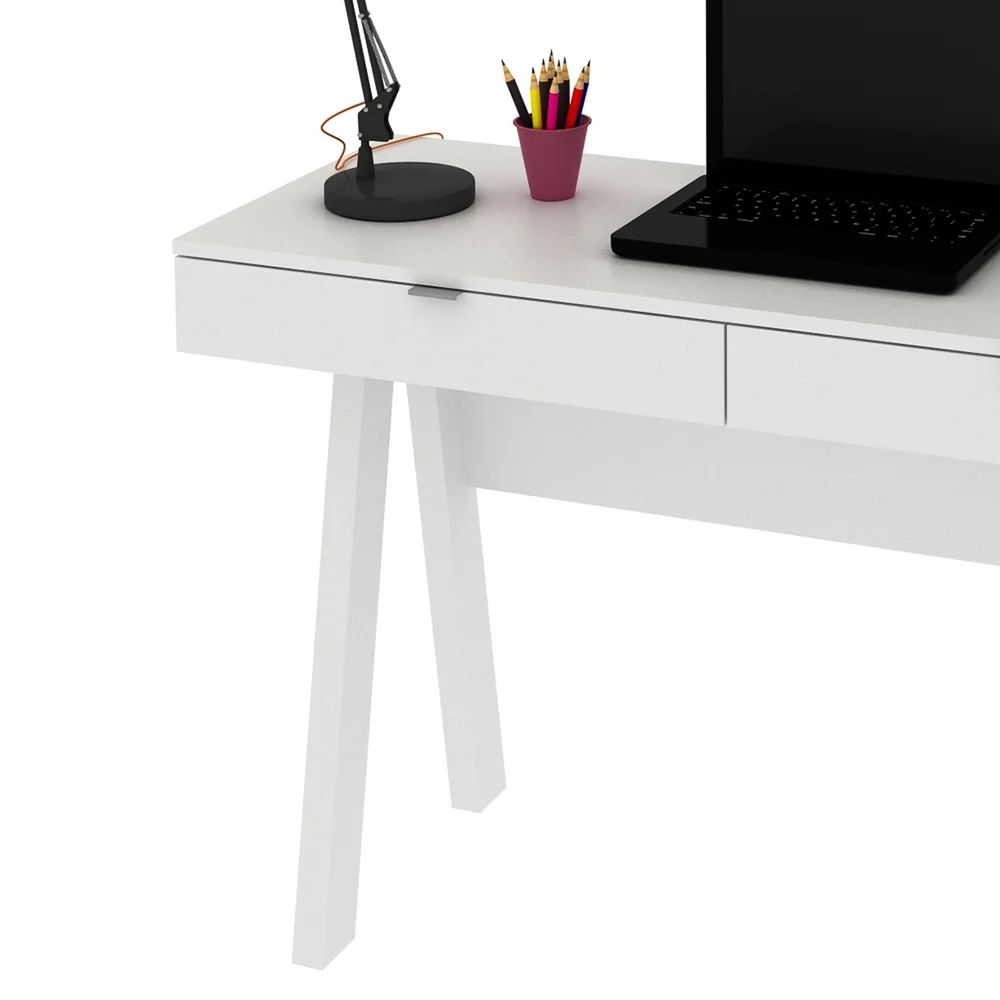 Mesa Para Escritório 2 Gavetas ME4128 Branco - Tecno Mobili