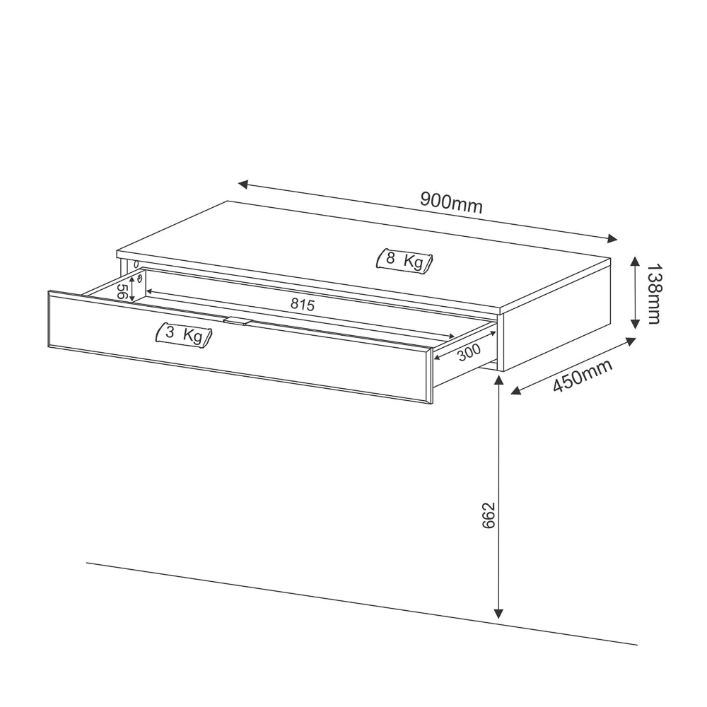 Penteadeira Suspensa PE2004 Branco - Tecno Mobili