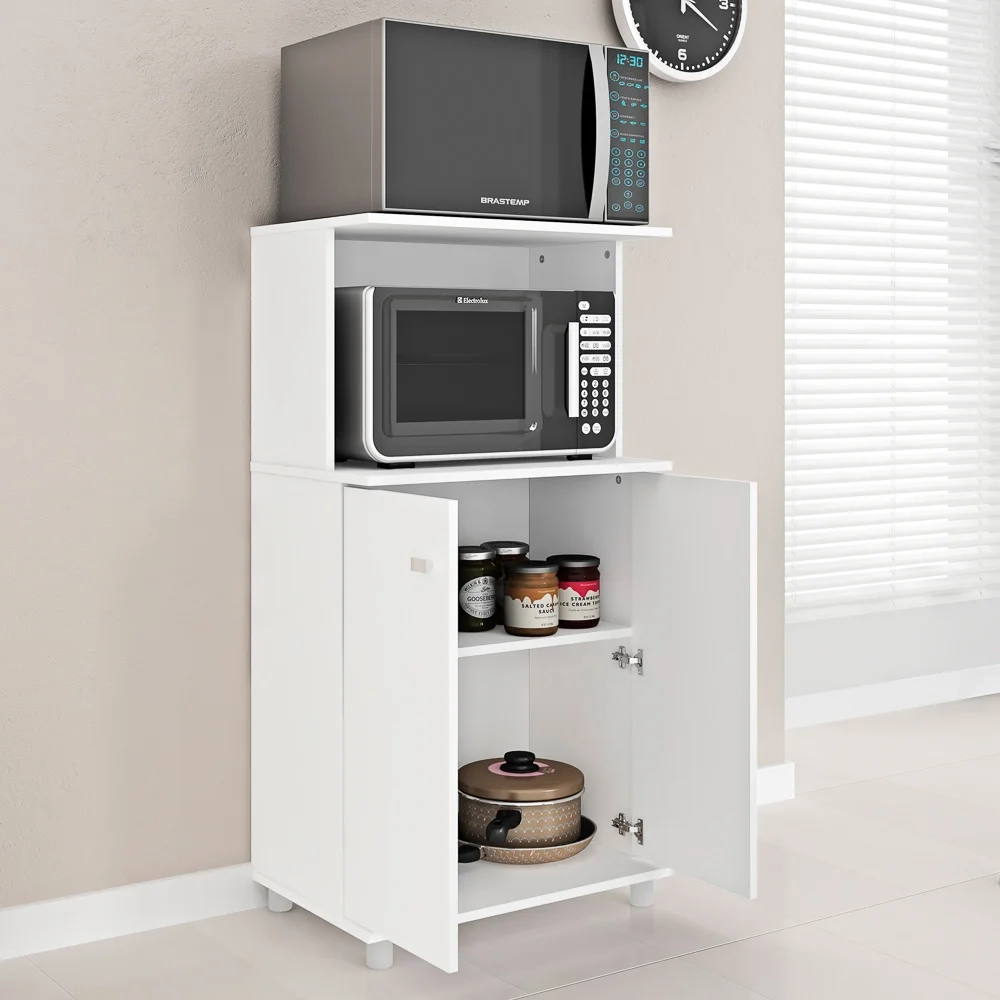 Balcão 2 Portas com Espaço Para Microondas BL3307 Branco - Tecno Mobili