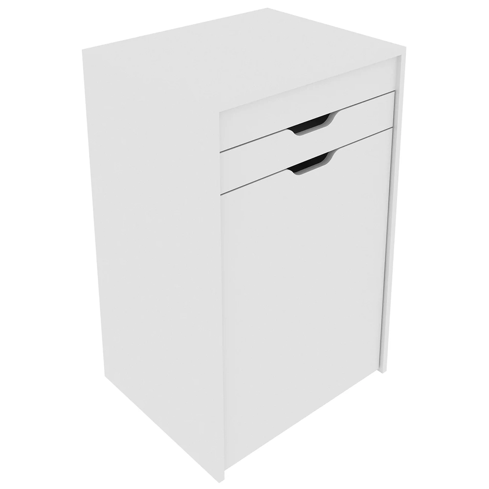 Penteadeira Com Espelho e Puff Baú PE2007 Branco/Rosa 369 - Tecno Mobili