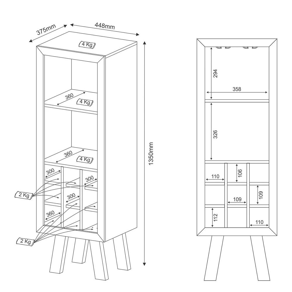 Adega Para 9 Garrafas com Prateleira AD5000 Branco - Tecno Mobili
