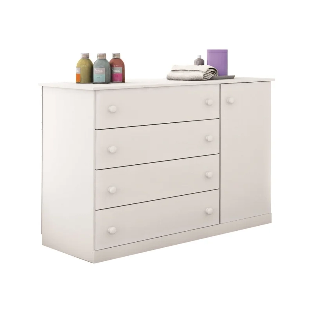 Jogo Quarto Infantil Guarda Roupa e Cômoda Helena Branco - Phoenix