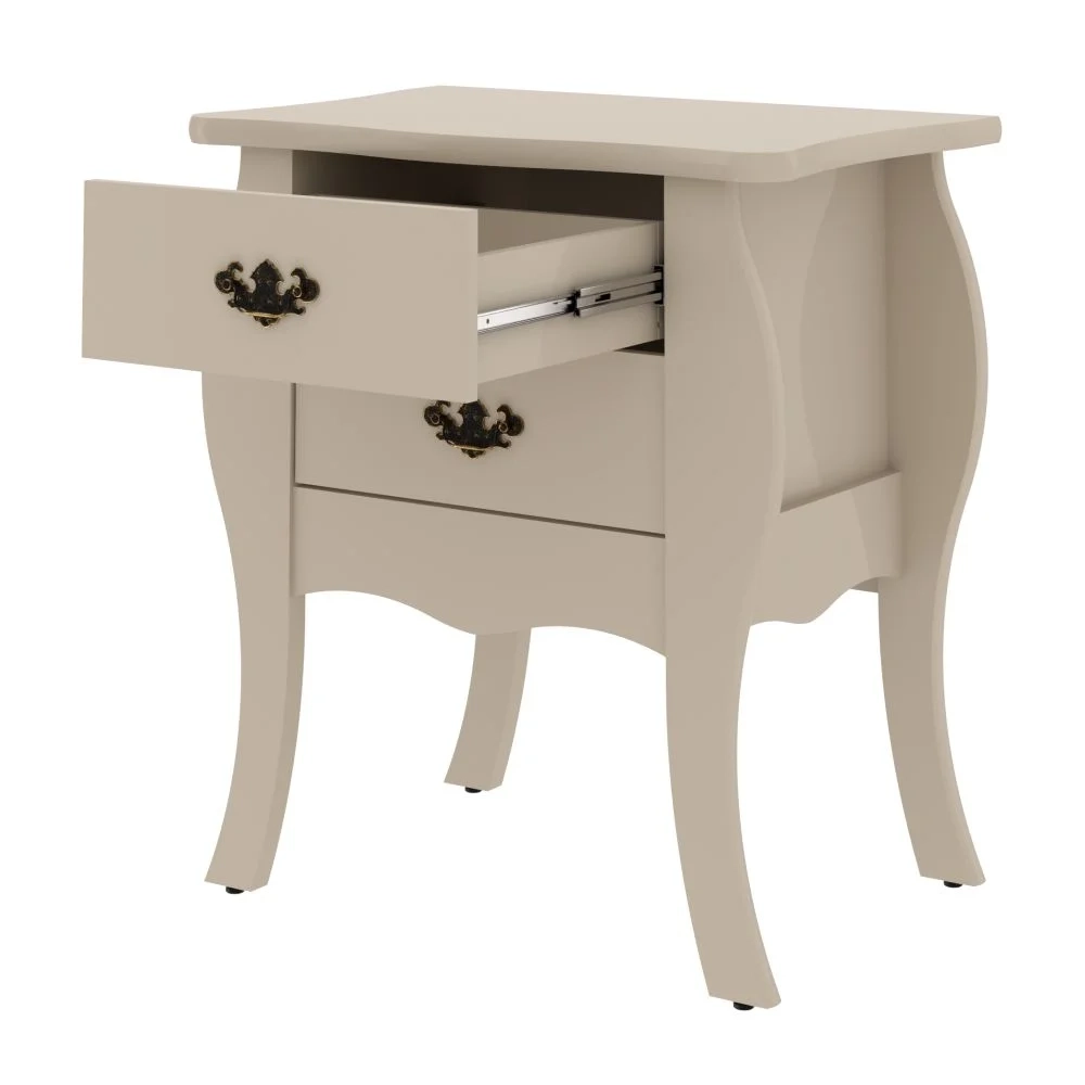 Mesa de Cabeceira 2 gavetas Bombe Premier Off White - Patrimar