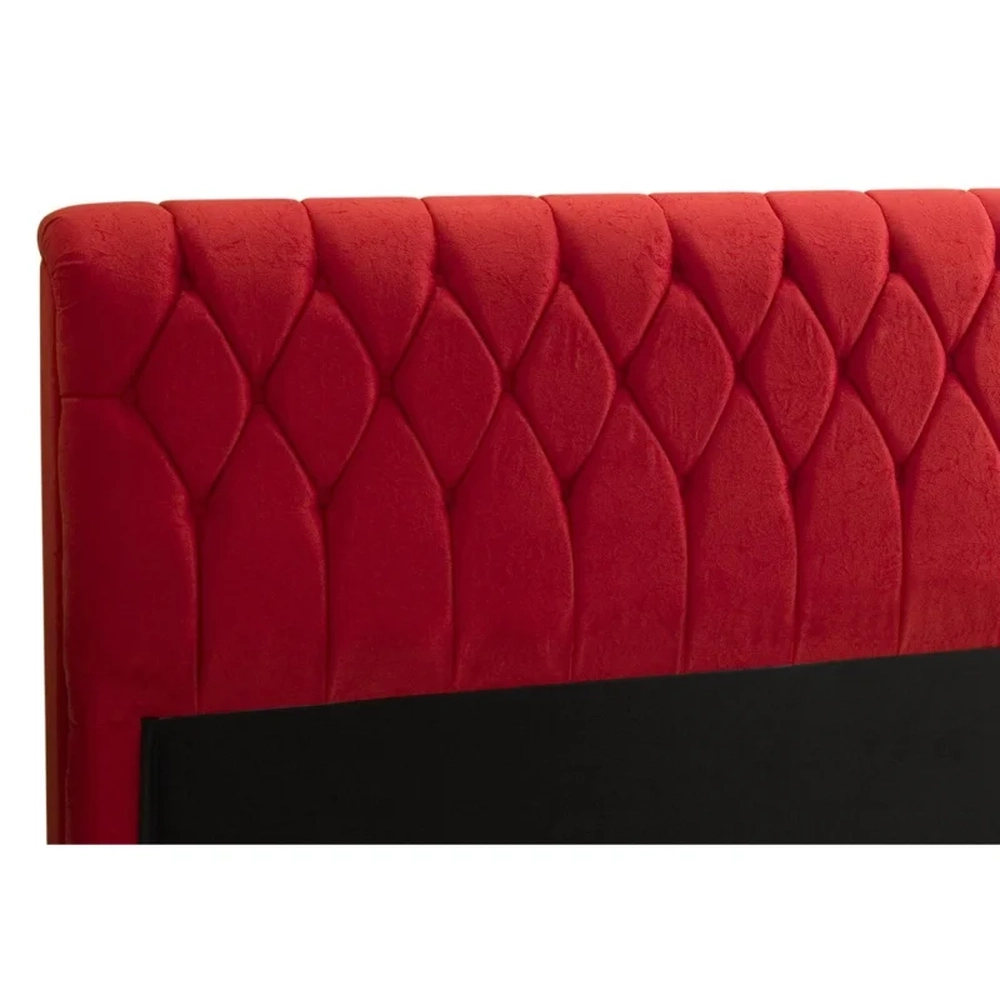 Cabeceira Cama Box Casal King 195cm Miami Veludo Vermelho - JS Móveis