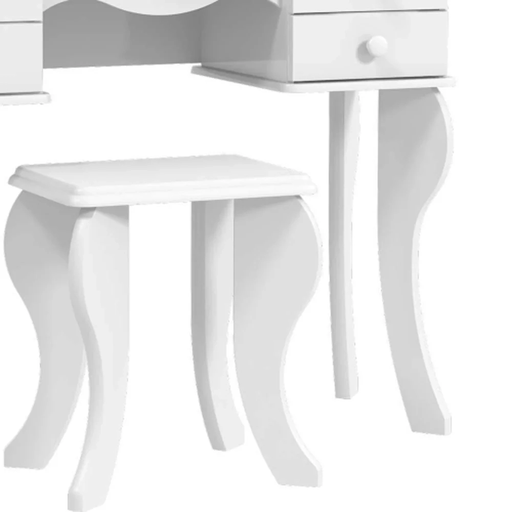 Penteadeira Princesa 04 Gavetas e Banqueta Branco - Patrimar