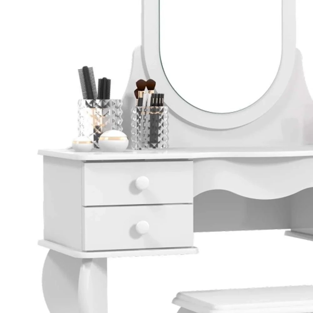 Penteadeira Princesa 04 Gavetas e Banqueta Branco - Patrimar