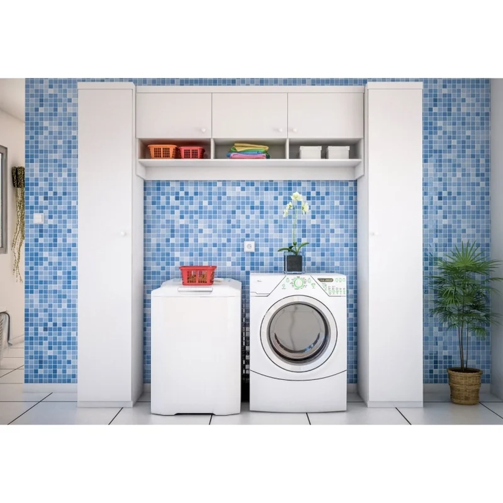 Kit Armários Multiuso Lavanderia Eloísa 05 Portas Branco - Phoenix