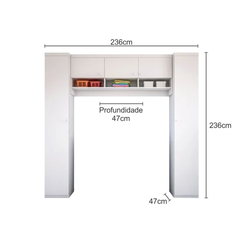Kit Armários Multiuso Lavanderia Eloísa 05 Portas Branco - Phoenix