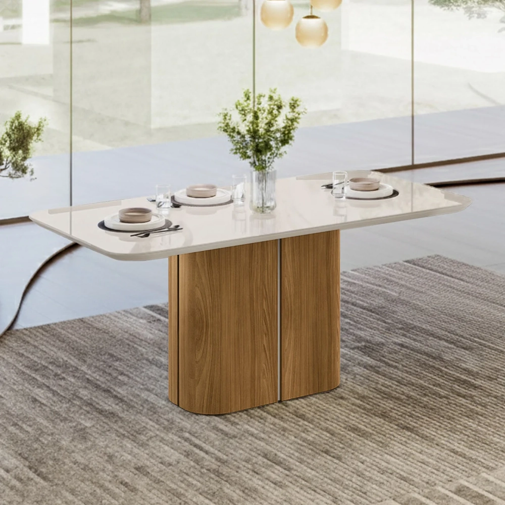 Mesa de Jantar Retangular 160cm 6 Lugares Flex Zuni Ypê/Off N02 - Mpozenato - Mpozenato