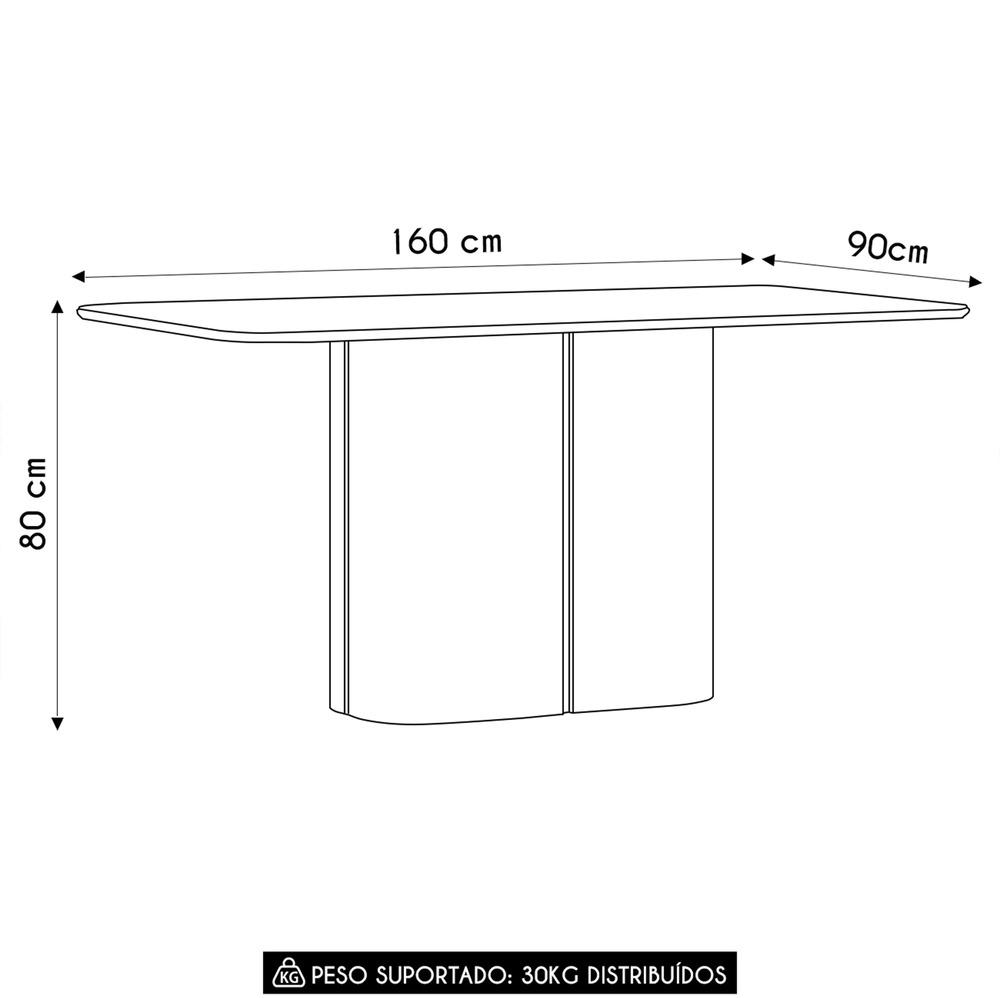 Mesa de Jantar Retangular 160cm 6 Lugares Flex Zuni Ypê/Preto N02 - Mpozenato
