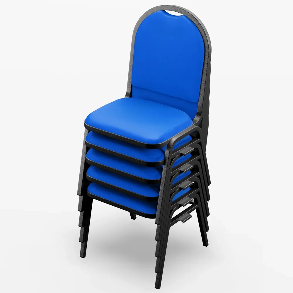 Kit 3 Cadeiras Hoteleiras Auditório Empilhável Sintético Z33 Azul - Mpozenato