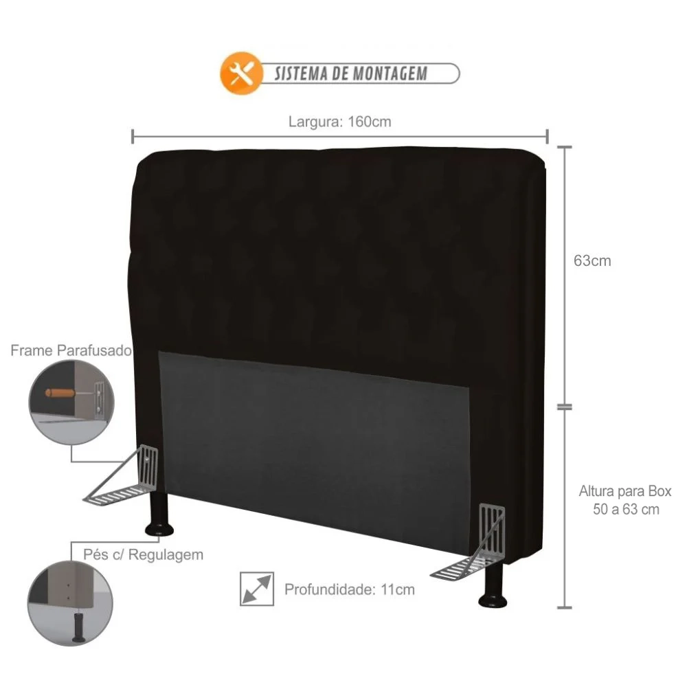 Cabeceira Paris Para Cama Box Casal 160 cm Paris Corano Marrom - JS Móveis