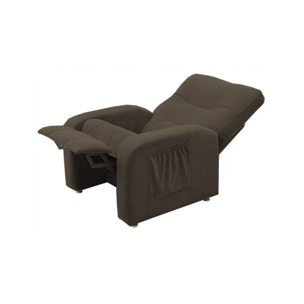 Poltrona do Papai Reclinável Turim Veludo Marrom - JS Móveis