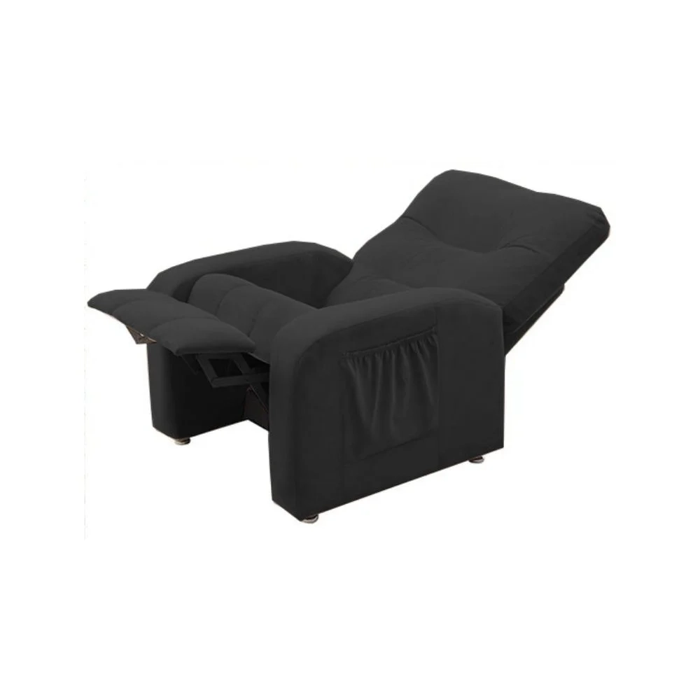 Poltrona do Papai Reclinável Turim Veludo Preto - JS Móveis