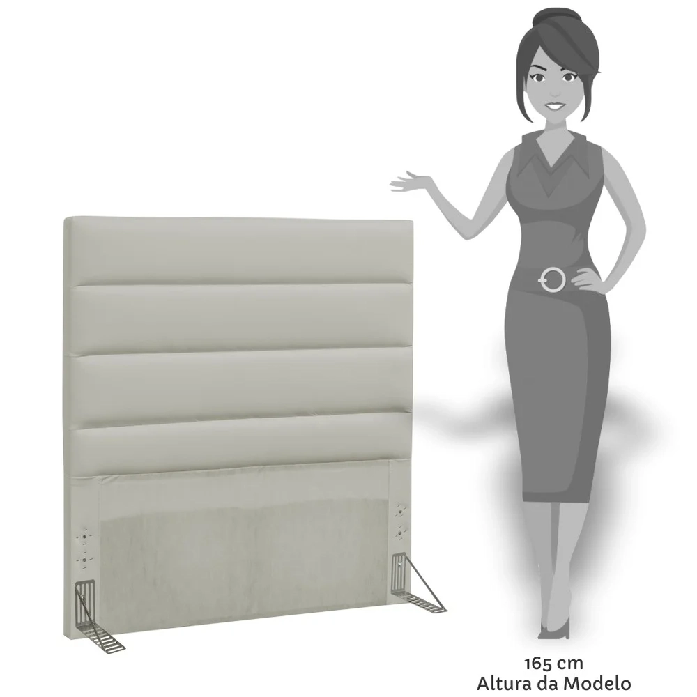 Cabeceira Solteiro 90cm Greta Sintético Bege Z51 - Mpozenato