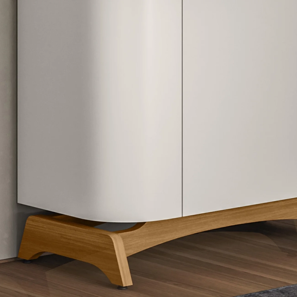 Cristaleira Porta de Vidro Com Espelho e LED Zuni Off/Ypê N02 - Mpozenato