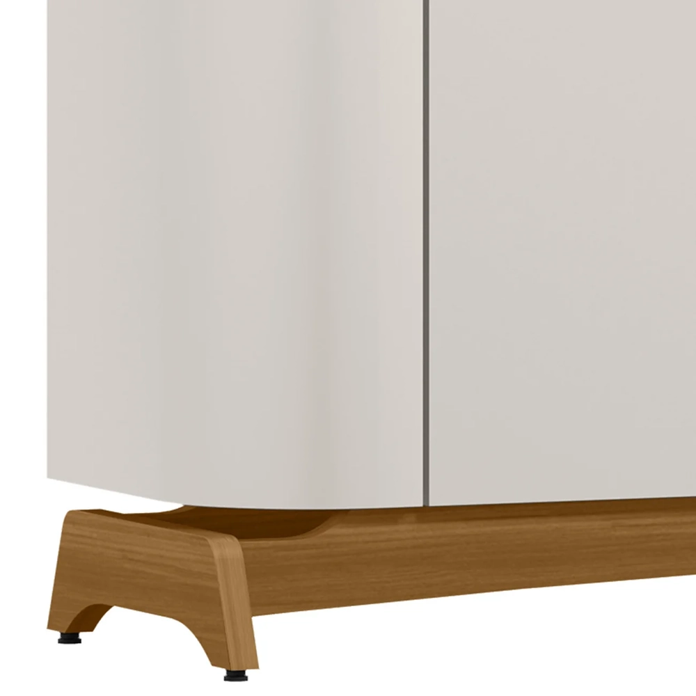 Buffet Aparador Cristaleira e Espelho Com LED Zuni Off/Ypê N02 - Mpozenato