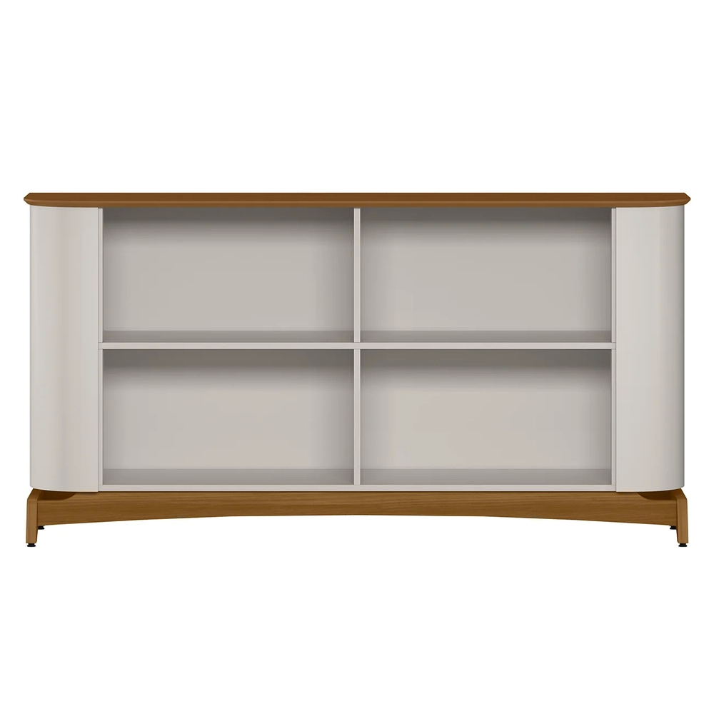 Buffet Aparador Cristaleira e Espelho Com LED Zuni Off/Ypê N02 - Mpozenato