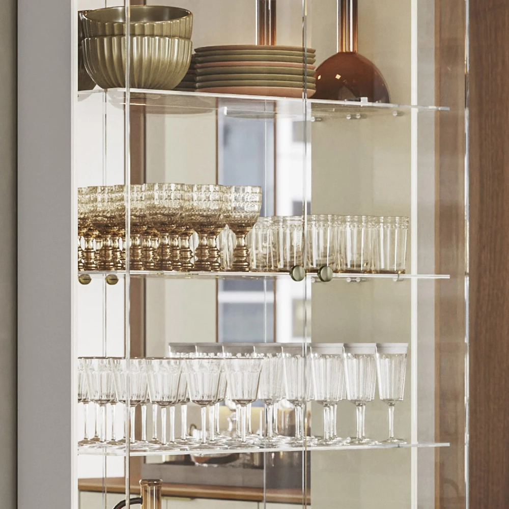 Buffet Aparador Cristaleira e Espelho Com LED Zuni Off/Ypê N02 - Mpozenato