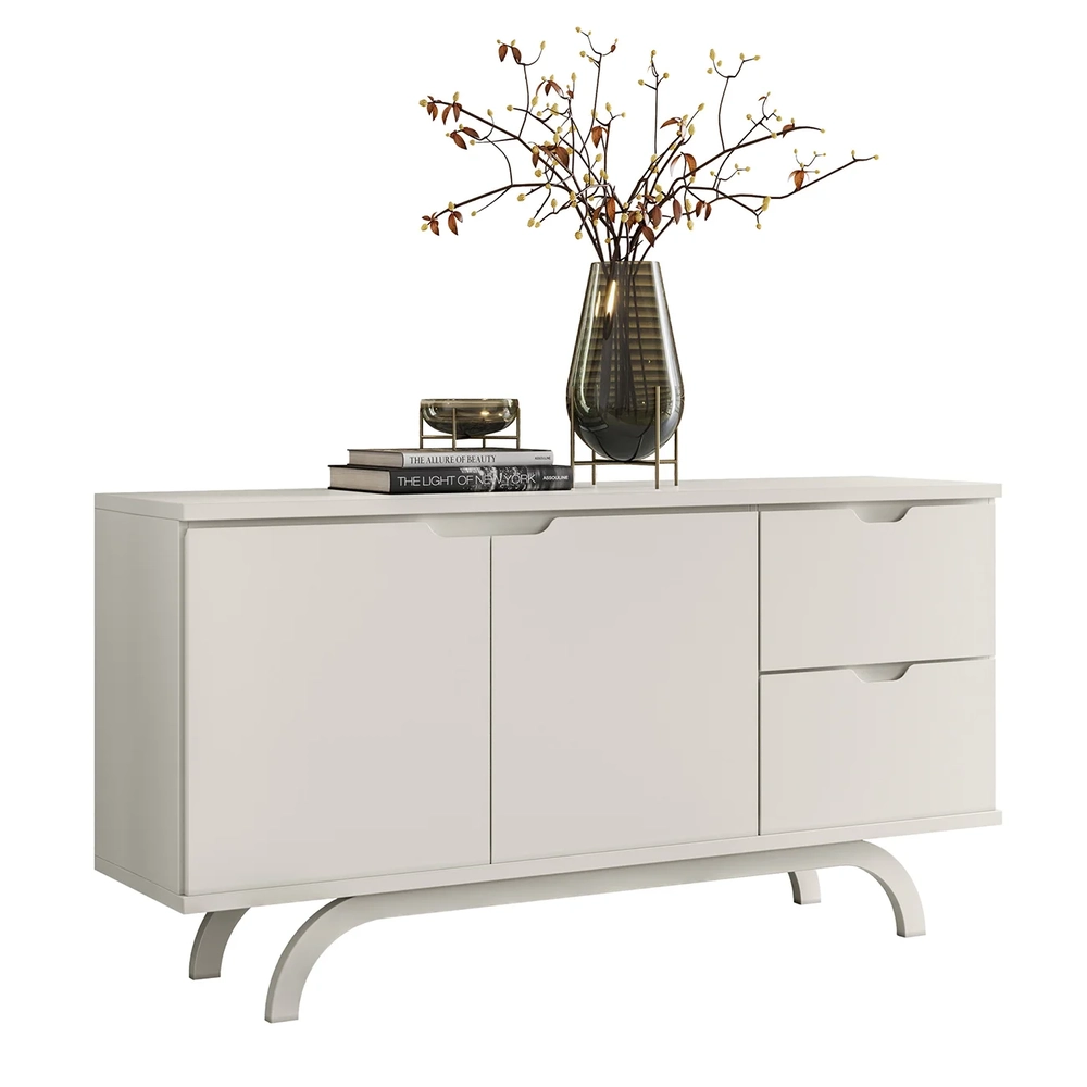 Buffet Aparador Sala de Estar 150cm 2 Portas Vinci Off N02  - Mpozenato
