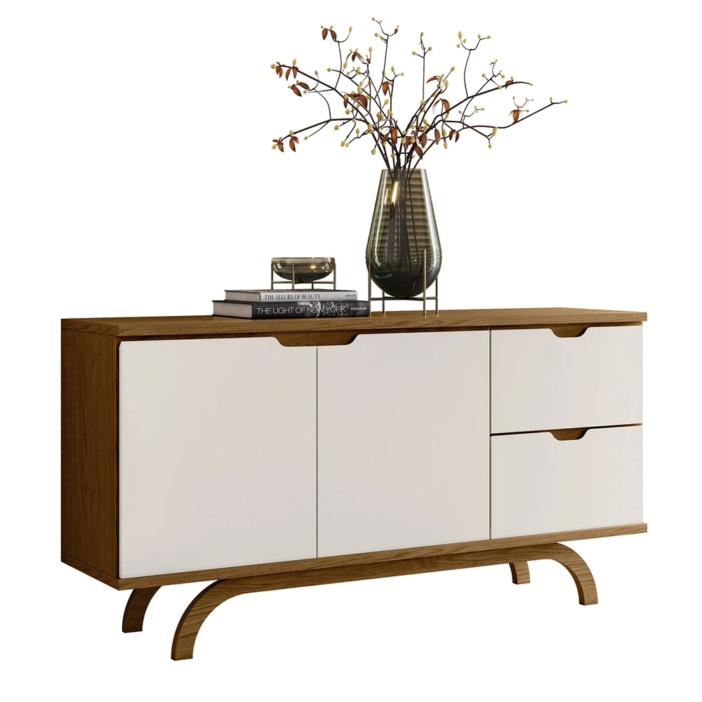 Buffet Aparador Sala de Estar 150cm 2 Portas Vinci Ypê/Off N02 - Mpozenato