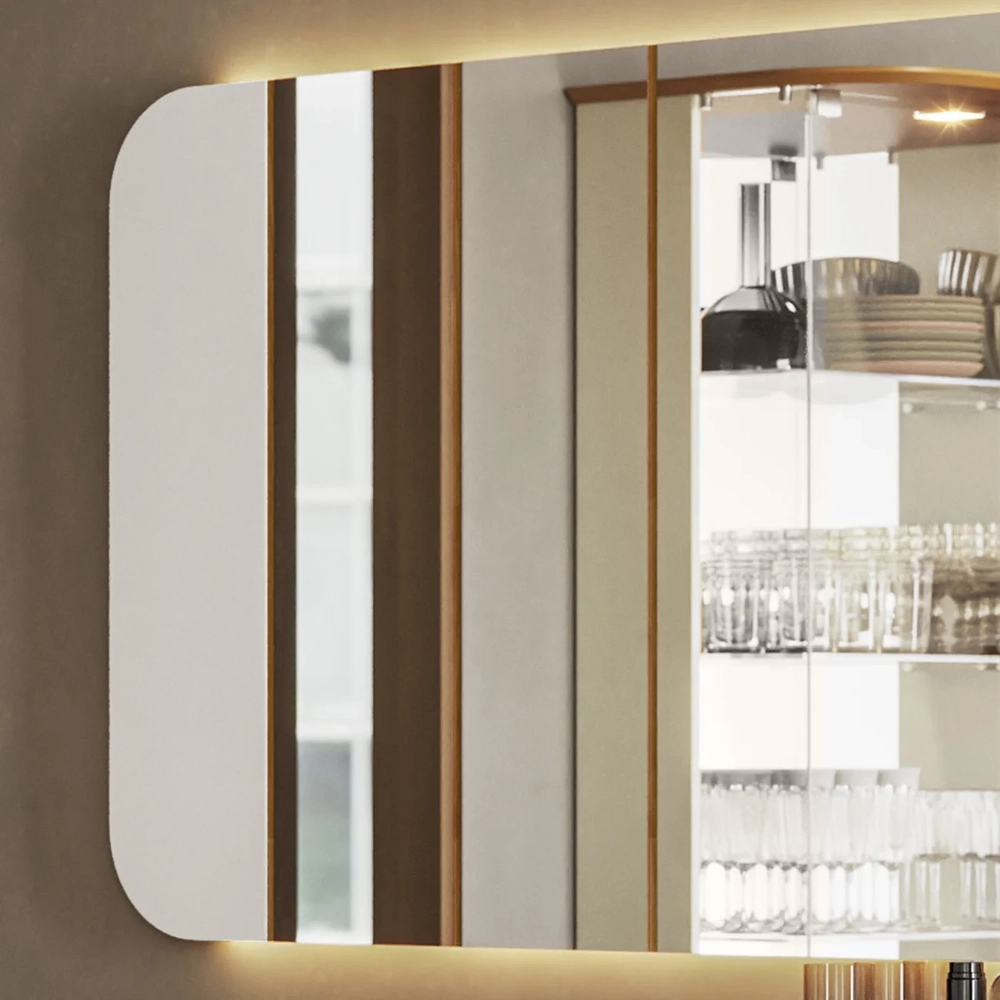 Espelho Decorativo Sala de Estar 152cm Com LED Zuni Off/Ypê N02 - Mpozenato