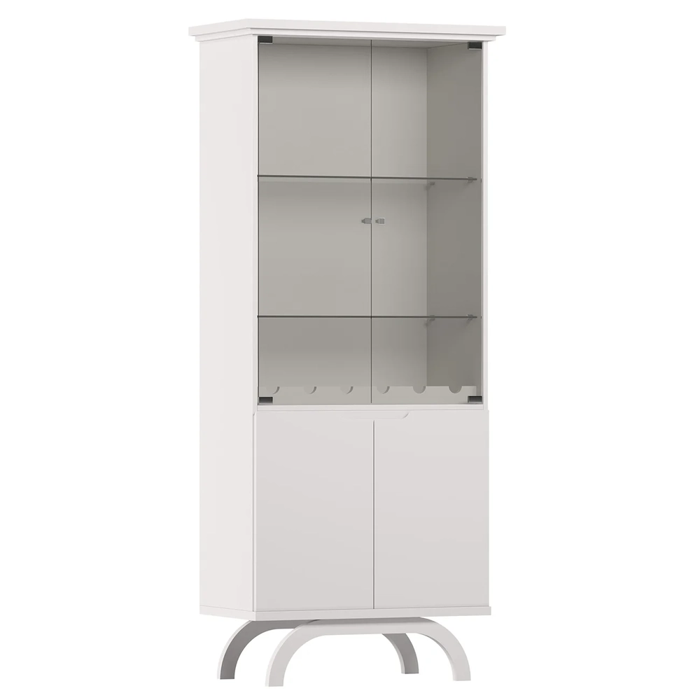 Cristaleira Porta de Vidro Com LED 71cm Vinci Off White N02 - Mpozenato