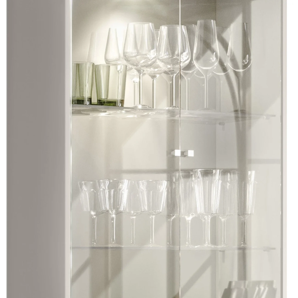 Cristaleira Porta de Vidro Com LED 71cm Vinci Off White N02 - Mpozenato