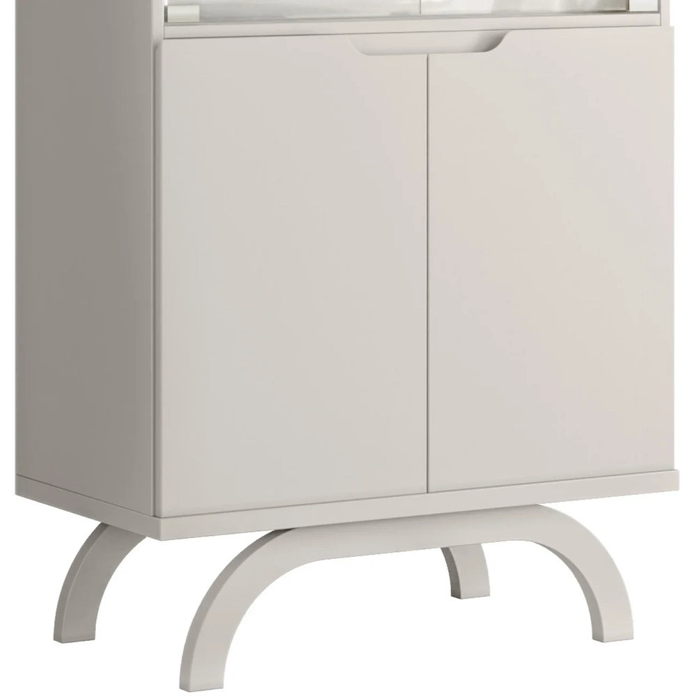 Cristaleira Porta de Vidro Com LED 71cm Vinci Off White N02 - Mpozenato