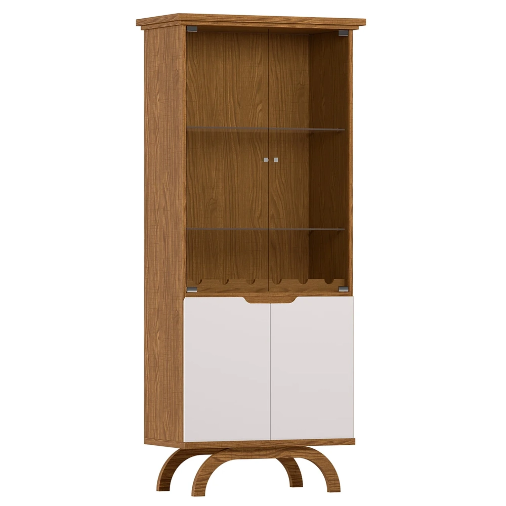 Cristaleira Porta de Vidro Com LED 71cm Vinci Ypê/Off White N02 - Mpozenato