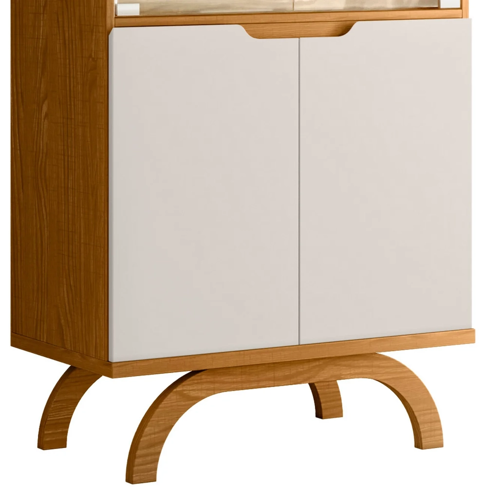 Cristaleira Porta de Vidro Com LED 71cm Vinci Ypê/Off White N02 - Mpozenato