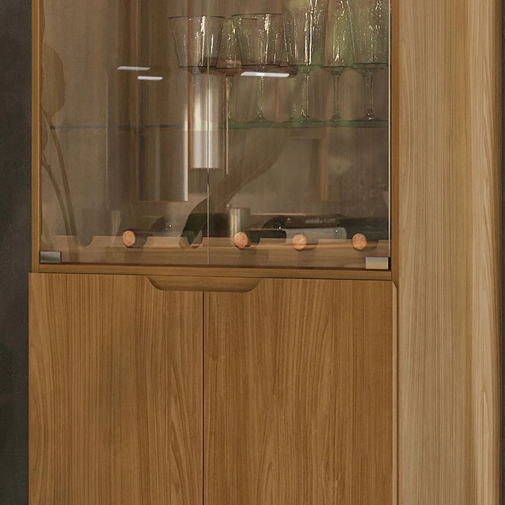 Cristaleira Porta de Vidro Com LED 71cm Vinci Ypê N02       - Mpozenato