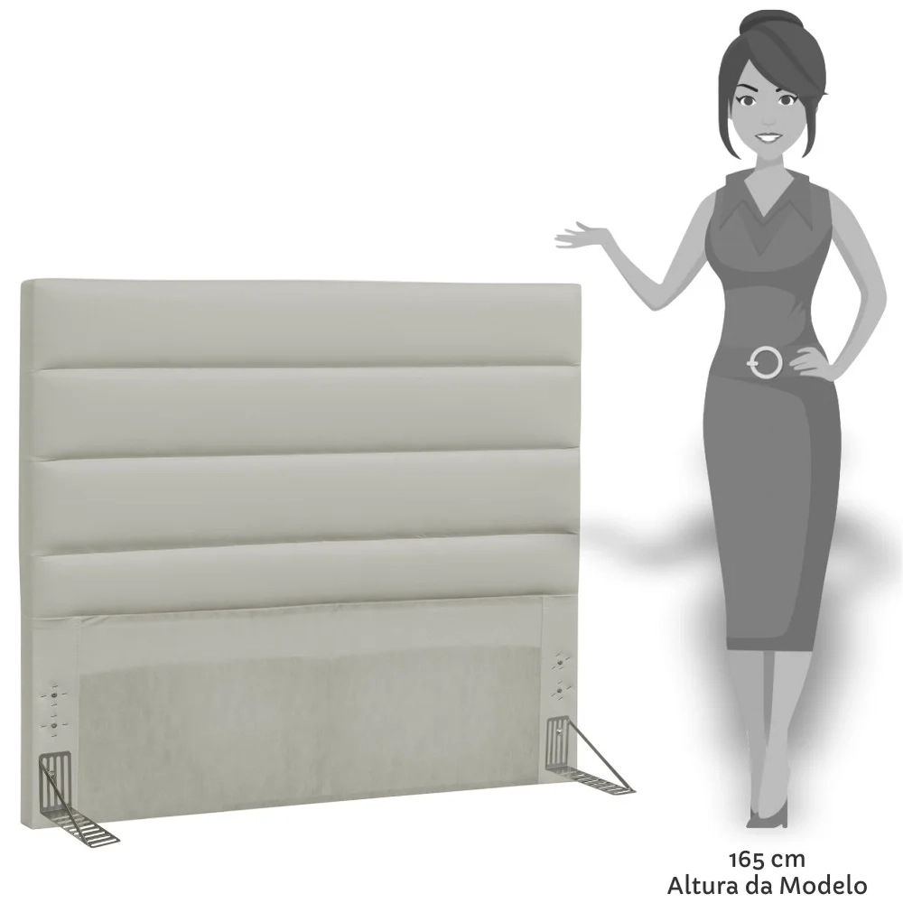 Cabeceira Casal King 195cm Greta Sintético Bege Z51 - Mpozenato